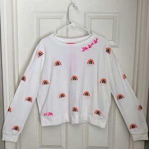 Lilly Pulitzer Women’s light-weight White Sweatshirt with Rainbow Accents